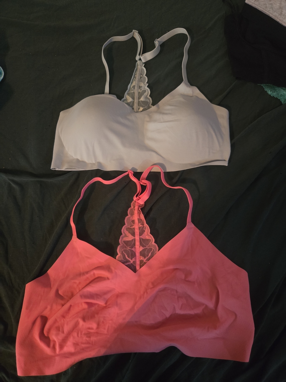 Women’s Lace Back Bralette - Pink and Light Green